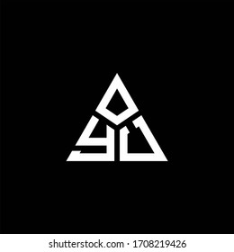 Logotipo monogramo YU con forma de 3 piezas aislada en una plantilla de diseño triangular