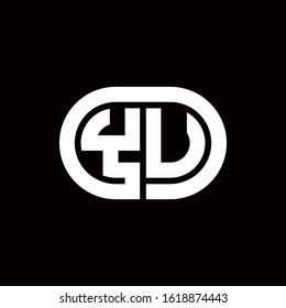 YU monogram logo with an oval style on a black background