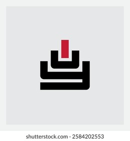 YU - Monogram or logotype. Vector design element or icon. Y and U - initials or logo with red elements. A stylized pyramid.