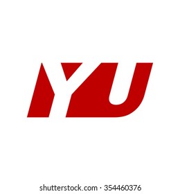 YU negative space letter logo red