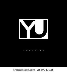 YU Negative Space Monogram – Minimalist Black and White Letter mark Logo for Creative Branding, Fashion Identity and Modern Design Concepts
