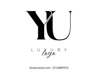 Logotipo de la tipografía del monograma de la letra de YU Serif para la identidad elegante de la marca de Premium