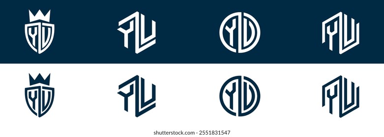 YU UY letter logo set design