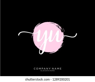 YU Y U Initial handwriting logo template