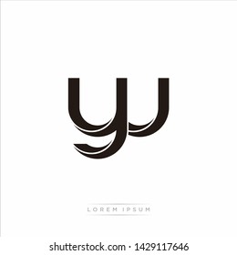 yu y u Initial Letter Split Lowercase Modern Monogram linked outline rounded logo