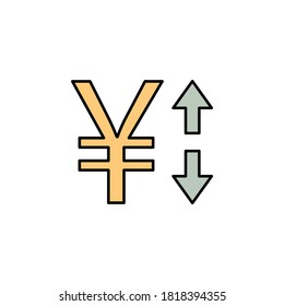 yuan, arrow, up, down icon. Element of finance illustration. Signs and symbols icon can be used for web, logo, mobile app, UI, UX