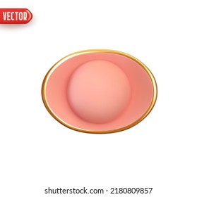 Yuan Bao Chinese gold coin. Imperial pink ingot YuanBao iambic. Realistic 3d design element. Icon isolated on white background. Vector illustration