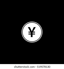 Yuan Coin Flat Icon On Black Background