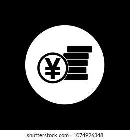 Yuan coin icon black. Vector illustration
