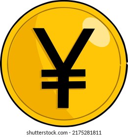 Yuan Coin icon. Vector money symbol. Bank payment symbol. Golden coin. Finance. Currency symbol. Game coin.