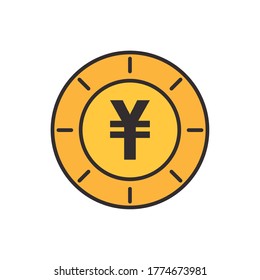 yuan coin line and fill style icon of money financial banking commerce and market theme Vector illustration