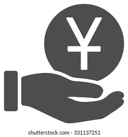 Yuan Coin Payment vector icon. Style is flat gray symbol, rounded angles, white background.