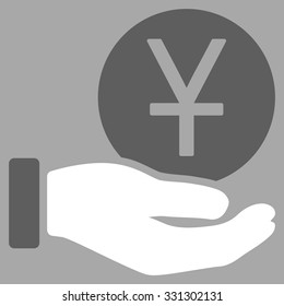 Yuan Coin Payment vector icon. Style is flat bicolor dark gray and white symbol, rounded angles, silver background.