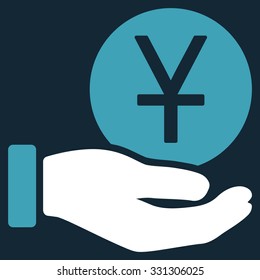 Yuan Coin Payment vector icon. Style is flat bicolor blue and white symbol, rounded angles, dark blue background.