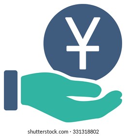 Yuan Coin Payment vector icon. Style is flat bicolor cobalt and cyan symbol, rounded angles, white background.