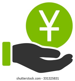 Yuan Coin Payment vector icon. Style is flat bicolor eco green and gray symbol, rounded angles, white background.
