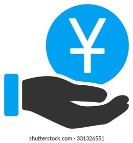 Yuan Coin Payment vector icon. Style is flat bicolor blue and gray symbol, rounded angles, white background.