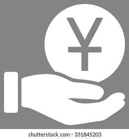 Yuan Coin Payment vector icon. Style is flat white symbol, rounded angles, gray background.