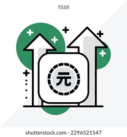 YUAN coin symbol vector icon