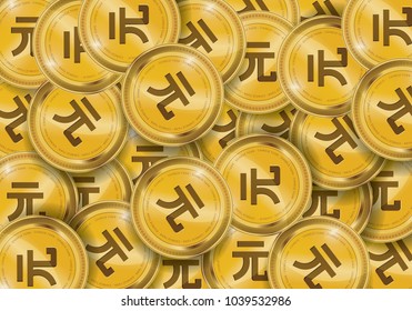 Yuan Currency Gold coin Stack. Financial growth concept with golden coin Yuan.