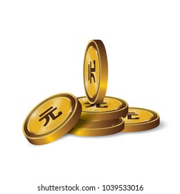 Yuan Currency Gold coin Stack. Financial growth concept with golden coin Yuan.