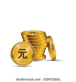 Yuan Currency Gold coin Stack. Financial growth concept with golden coin Yuan.