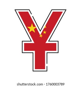Yuan currency symbol. Chinese yuan with flag icon