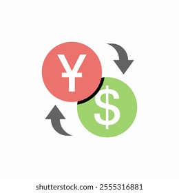 yuan to dollar exchange currency icon sign vector