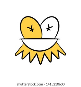 Yuan egg in nest yellow doodle theme