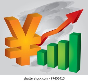 Yuan exchange rate increases - vector illustration