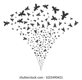 Yuan exploding fountain. Vector illustration style is flat iconic symbols. Object fountain constructed from random pictographs as yuan fireworks.