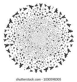 Yuan fireworks sphere. Object pattern constructed from random yuan pictographs as festive globula. Vector illustration style is flat iconic symbols.