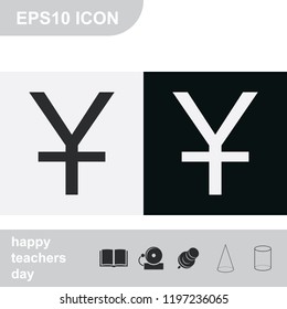 Yuan flat black and white vector icon.