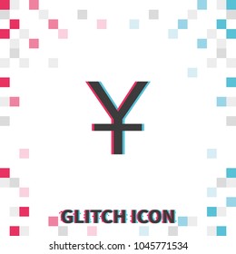 Yuan  glitch effect vector icon.