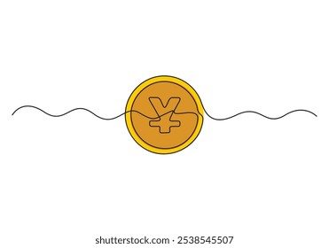 Yuan moeda de ouro contínua uma linha desenho vetor ilustração