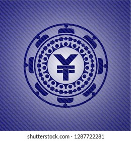 yuan icon with denim texture