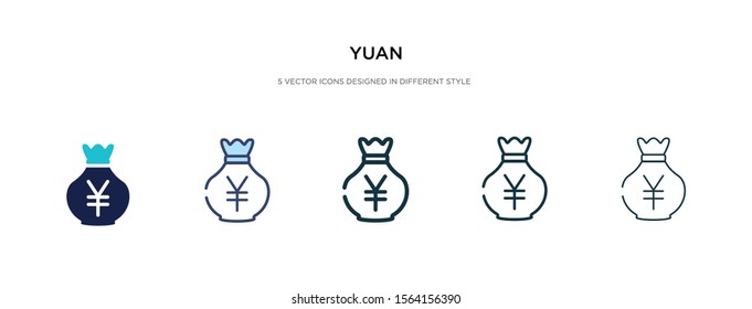 yuan icon in different style vector illustration. two colored and black yuan vector icons designed in filled, outline, line and stroke style can be used for web, mobile, ui
