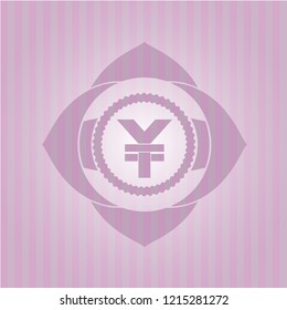 yuan icon inside badge with pink background