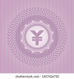 yuan icon inside badge with pink background