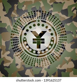 yuan icon inside camouflage texture