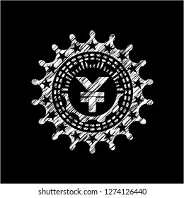 yuan icon inside chalk emblem