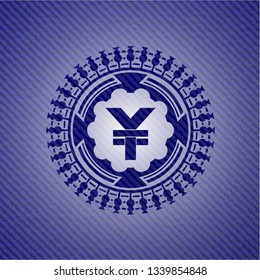 yuan icon inside denim background