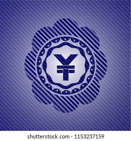 yuan icon inside emblem with jean high quality background
