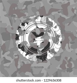 yuan icon inside grey camo texture