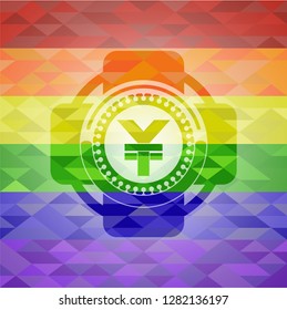 yuan icon inside lgbt colors emblem 
