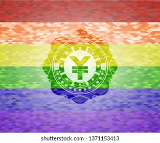 yuan icon inside lgbt colors emblem 