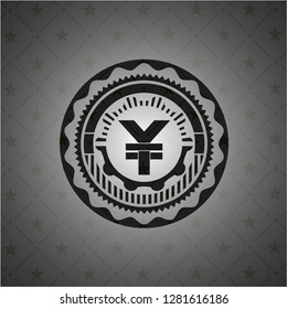 yuan icon inside realistic dark emblem