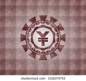 yuan icon inside red geometric badge. Seamless.