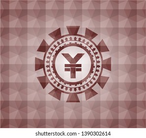 yuan icon inside red seamless polygonal badge.