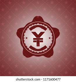 yuan icon inside retro style red emblem